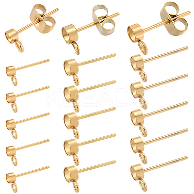 60Pcs 3 Style 304 Stainless Steel Stud Earring Findings STAS-BBC0007-45-1