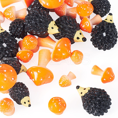 30Pcs 5 Styles Resin Hedgehog & Mushroom Display Decoration DJEW-TA0001-49-1