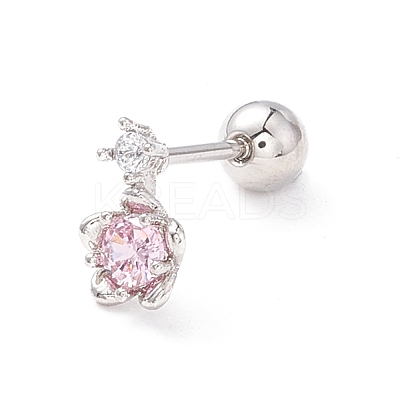 Pink Cubic Zirconia Sakura Cartilage Earrings for Women EJEW-A065-05P-1