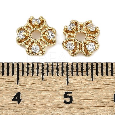 Brass Micro Pave Clear Cubic Zirconia Bead Caps KK-I719-06G-1