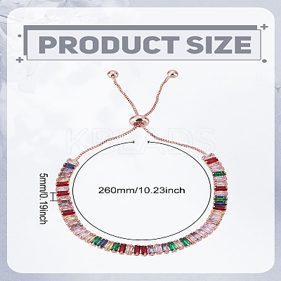 1Pc Brass Rhinestone Beads Slider Bracelets for Women BJEW-LP0002-29RG-1