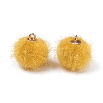 Faux Mink Fur Covered Pendants DIY-TAC0007-44O-1
