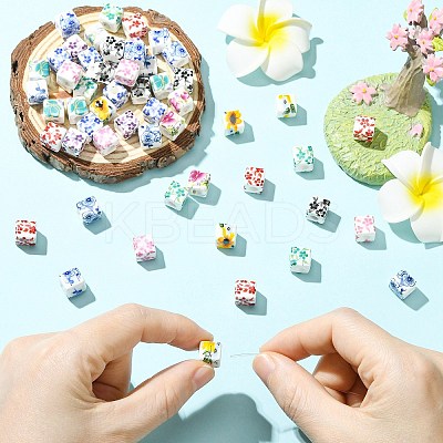Printed Porcelain European Beads FIND-CJZ0001-003-1