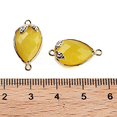 Natural Jade Faceted Teardrop Connector Charms G-B081-03G-07-1