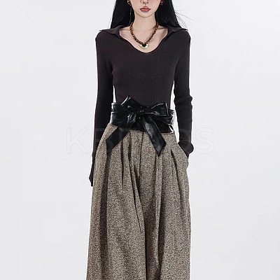 Bowknot PU Leather Wrap Around Waist Bands AJEW-WH20033-042A-1