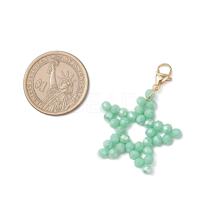 4Pcs 4 Colors Electroplate Glass Star Pendant Decorations HJEW-TA00411-1