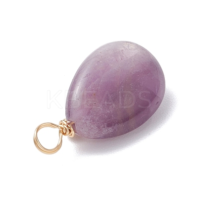 Copper Wire Wrapped Natural Amethyst & Natural Cultured Freshwater Pearl Beads Pendants PALLOY-JF03645-04-1