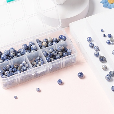 340Pcs 4 Sizes Natural Blue Spot Jasper Beads G-LS0001-17-1