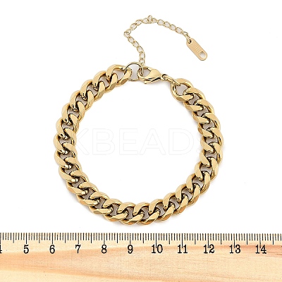 304 Stainless Steel Cuban Link Chain Bracelets for Women Men BJEW-R008-01G-1