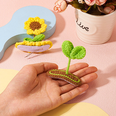 2Pcs 2 Styles Handmade Knitted Wool Snap Hair Clip AJEW-TA0001-59-1