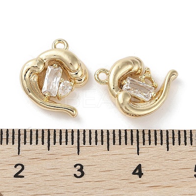 Brass Micro Pave Clear Cubic Zirconia Charms KK-G491-30G-1