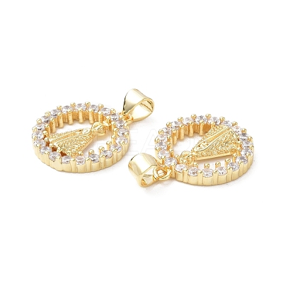 Eco-Friendly Rack Plating Brass Micro Pave Cubic Zirconia Pendants KK-F845-34G-1