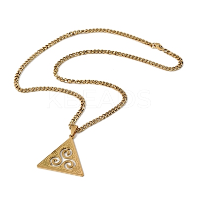 201 Stainless Steel Viking Triskelion Pendant Necklaces for Women Men LS-NJEW-F344-01G-1