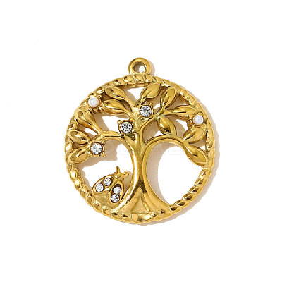 304 Stainless Steel Rhinestone Pendants STAS-OY009-92G-1