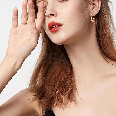 Stainless Steel Round Twist Stud Earrings Women JE1106A-1