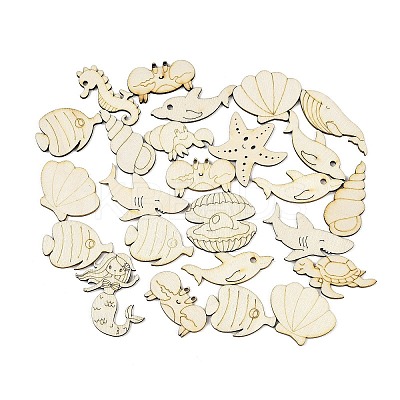 25Pcs Unfinished Wood Cutouts WOOD-P020-01A-1