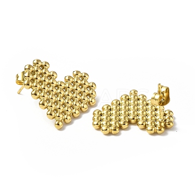 Ion Plating(IP) 304 Stainless Steel Heart Stud Earrings for Women STAS-B034-17G-1