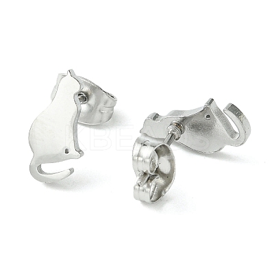 Non-Tarnish Cute Little Animal Theme 304 Stainless Steel Stud Earrings EJEW-B041-02C-P-1