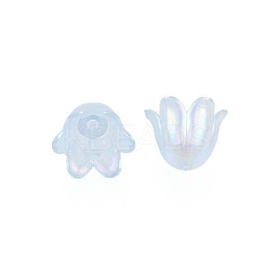 6-Petal Imitation Jelly Acrylic Bead Caps JACR-T002-02C-1