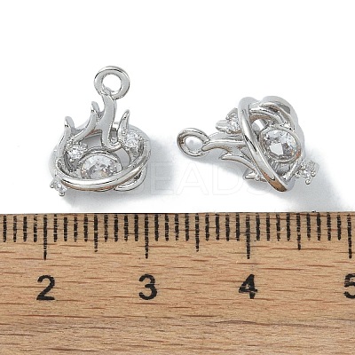 Brass Micro Pave Clear Cubic Zirconia Pendants KK-H482-08P-1