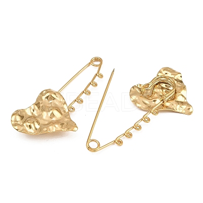 Texture Heart 304 Stainless Steel Safety Pins Brooch Findings SA-CBA098D-15A-G05-1