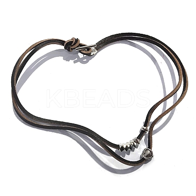 Bohemian Style Heart Alloy Pendant Imitation Leather Cord Double Layer Necklaces FS-WG24C6C-01-1