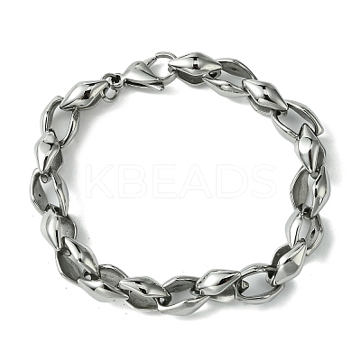 304 Stainless Steel Rhombus Link Chain Bracelets for Women Men BJEW-C063-09AS-1