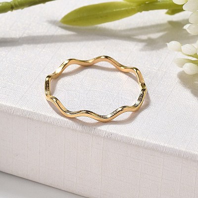 304 Stainless Steel Wave Finger Rings RJEW-I110-01G-1