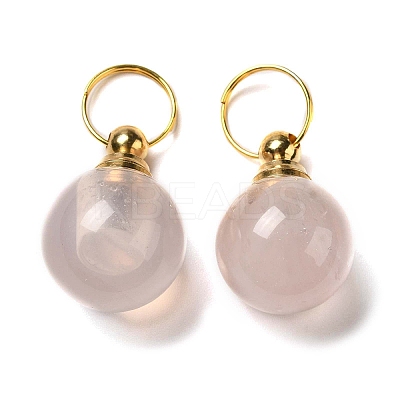 Natural Rose Quartz Openable Perfume Bottle Pendants LS-G-A026-02B-1