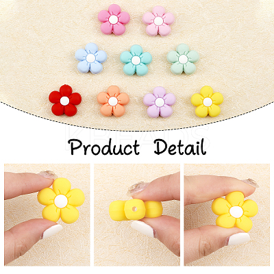 10Pcs 10 Colors Food Grade Eco-Friendly Silicone Beads SIL-CA0001-84-1