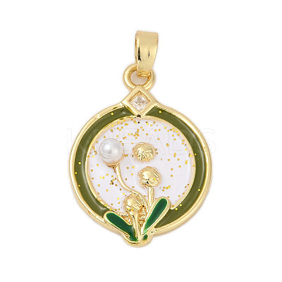 Brass Micro Pave Cubic Zirconia Pendants KK-U068-06G-1