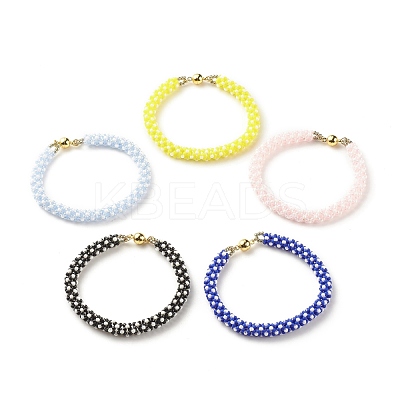 Glass Seed Crochet Beaded Bracelet BJEW-JB08083-1