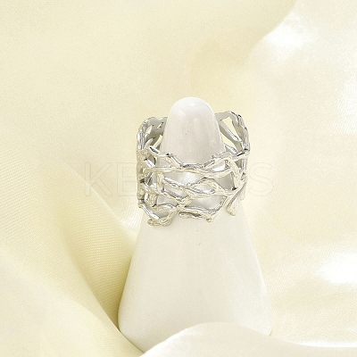 304 Stainless Steel Hollow Wide Cuff Rings for Women LS-RJEW-G338-24P-1