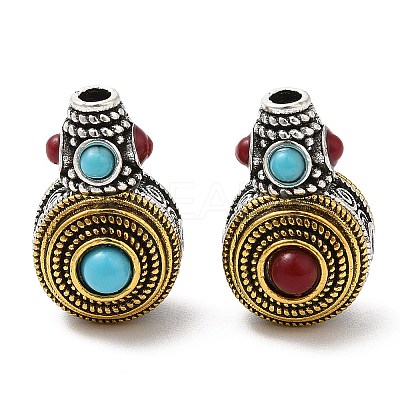 Rack Plating Tibetan Style Alloy 3 Hole Guru Beads FIND-B023-07-1