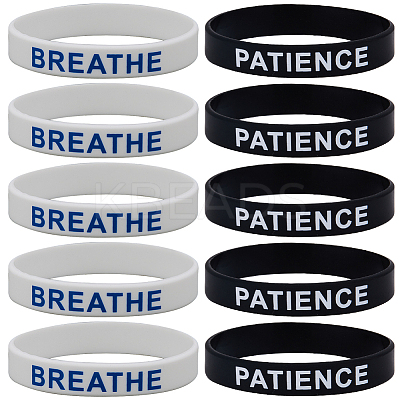 32Pcs 2 Colors Word Silicone Cord Bracelets Set Wristband BJEW-GF0001-17-1