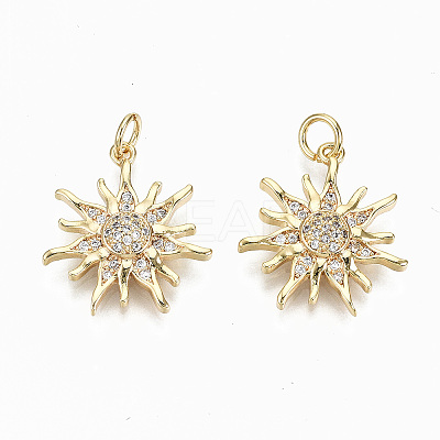 Brass Micro Pave Clear Cubic Zirconia Pendants X-KK-S356-159G-NF-1