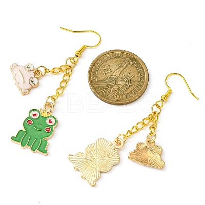 Alloy Enamel Frog Dangle Earrings with Iron Earring Pins for Women EJEW-JE05421-01-1