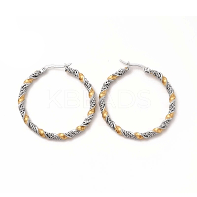 Non-Tarnish 304 Stainless Steel Twist Rope Hoop Earrings for Women EJEW-C011-03P-1