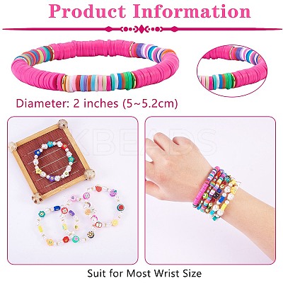 Flower Fruit Theme Beads Stretch Bracelets Set BJEW-SW00013-1