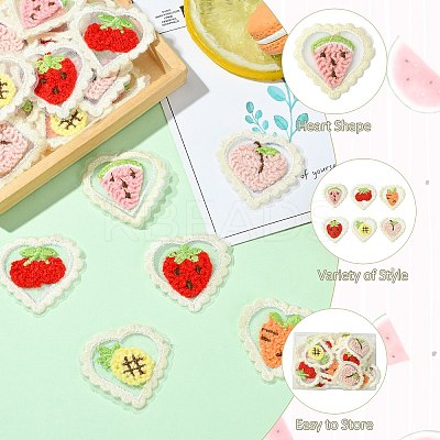 30Pcs 6 Styles Heart Computerized Embroidery Cloth Iron On/Sew On Patches DIY-CJ0003-17-1