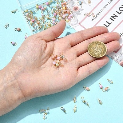 100Pcs 10 Colors Glass Pendants PALLOY-YW00100-1