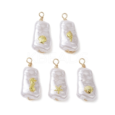 ABS Plastic Imitation Pearl Pendants PALLOY-JF02601-03-1