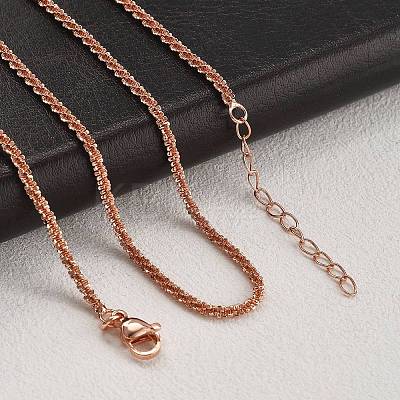 Brass Sterling Silver Chains Necklaces for Women NJEW-D302-25RG-1