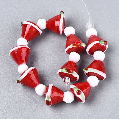 Christmas Theme Handmade Lampwork Beads Strands LAMP-N028-18B-1
