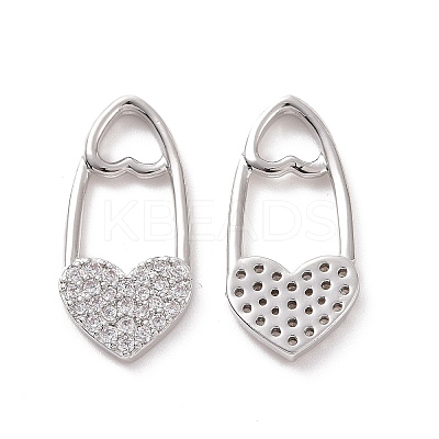 Brass Micro Pave Clear Cubic Zirconia Pendants KK-E068-VF193-1