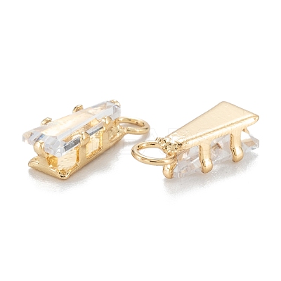 Brass Clear Cubic Zirconia Charms ZIRC-G170-10G-1