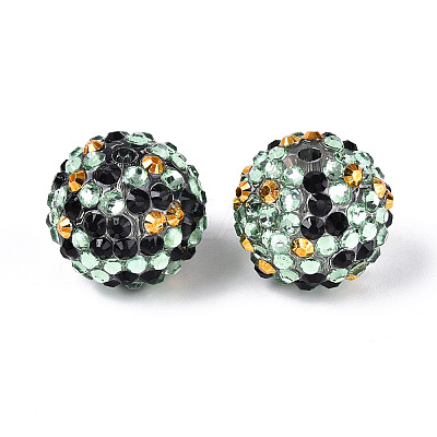 Halloween Theme Round Resin Rhinestone Beads OACR-T028-66E-1