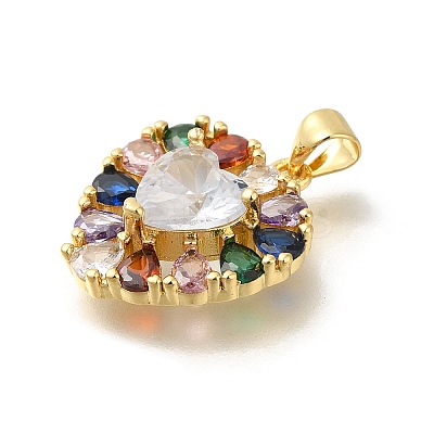 Rack Plating Brass with Cubic Zirconia Pendants KK-Z086-15G-05-1