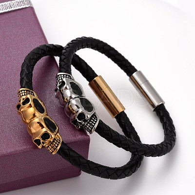 Retro Leather Cord Bracelets BJEW-F210-06-1
