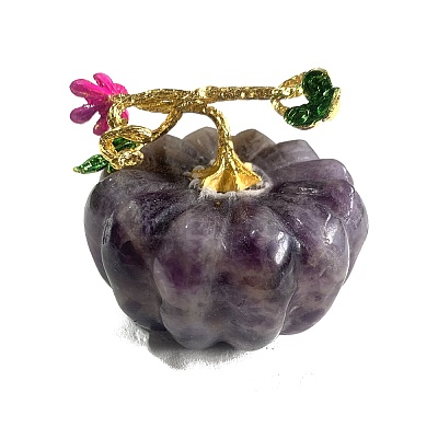 Natural Amethyst Carved Healing Pumpkin Figurines PW-WG23464-06-1